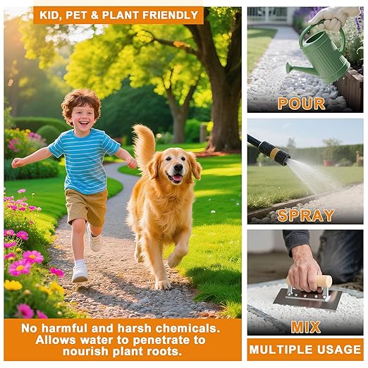 Rock Glue for Landscaping - 32 Oz Strong Stone Mulch Glue, Long-Lasting Gravel Adhesive for Garden, Yards, Plants, Outdoor Walkway, Pebbles, Pea Fish Tank Gravel, Weather-Resistant Rubber Mulch Binder