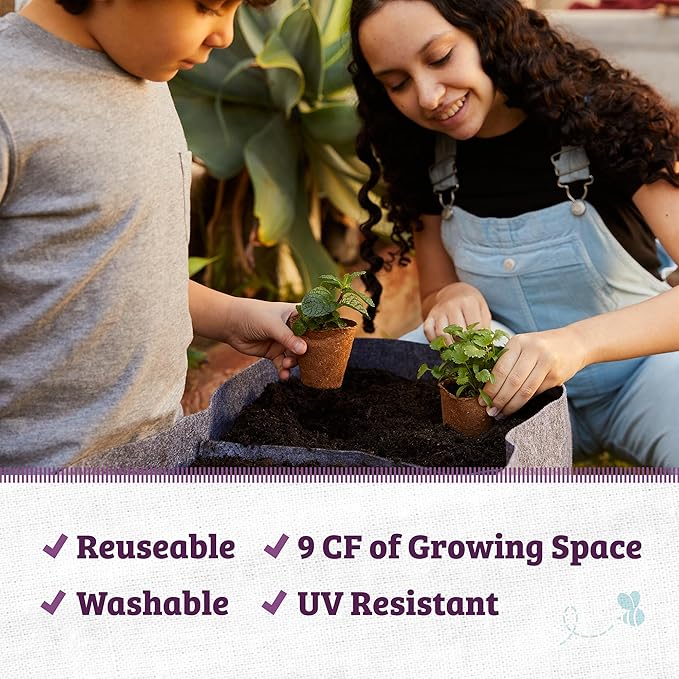 Back to the Roots Breathable Raised Bed (Provides More Oxygen to Roots), 9 Cu. Ft., No Assembly Needed, Reusable & Weatherproof