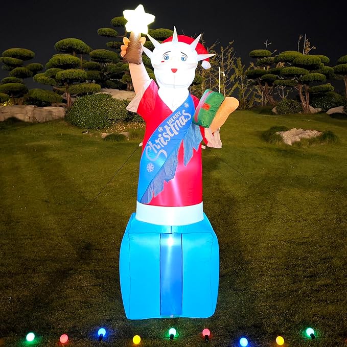 DearSun 8FT H Giant Animated Christmas Inflatable Santa Claus, Blow up Christmas Santa with Build-in LED Lights Outdoor Indoor Holiday Garden Yard Decoration