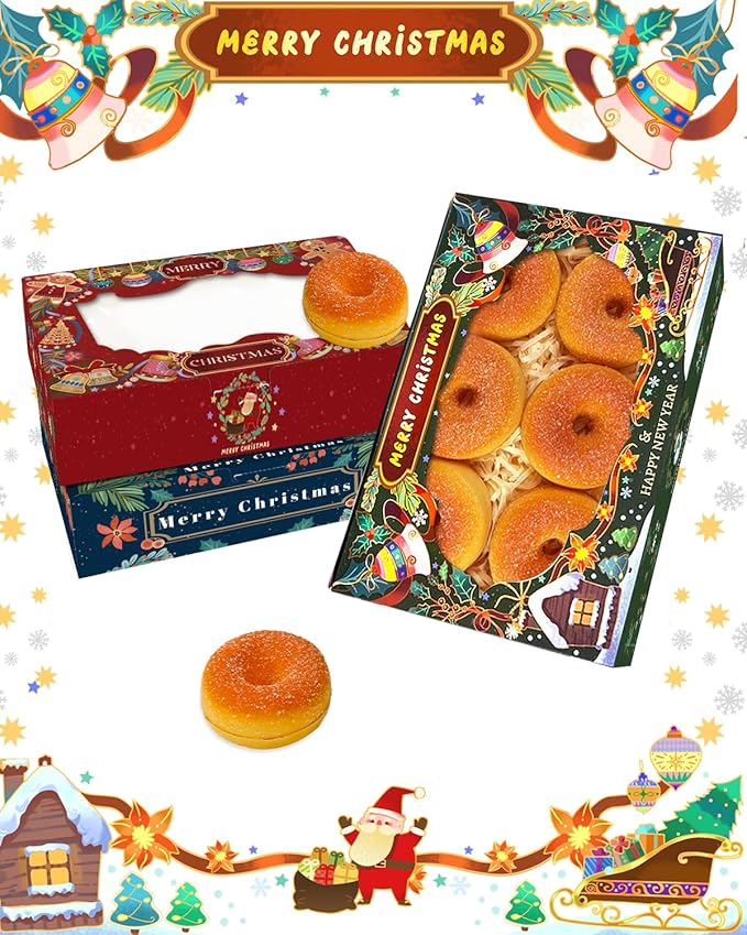 qiqee Christmas Cookie Box with Window 9x6x2.5 inch 50Pcs Pastry Macaron Retro Christmas Bakery Box For Christmas
