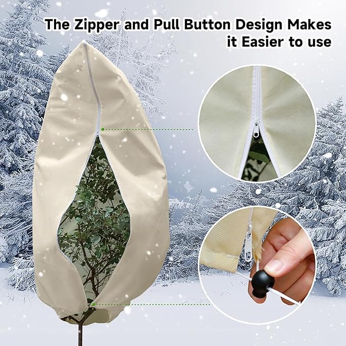 2-Piece Set of Tree Covers for Winter, 7.87 x 98.4 Inch Plant Frost Protection Covers, with Zipper and Drawstring Outdoor Winterizing Plant Blankets.