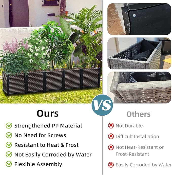 Large Planters for Outdoor Plants - Deepened 20" H, Raised Beds for Gardening Self Watering, Elevated Planter Box with Legs, Rectangular Garden Planters for Outdoor Plants Flowers, 47.2"L x 15.7"W
