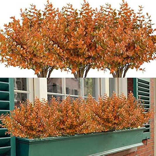 6 Bundles Artificial Grasses Outdoor Fake Grasses for Decoration UV Resistant No Fade Faux Plastic Plants Garden Porch Window Box Décor