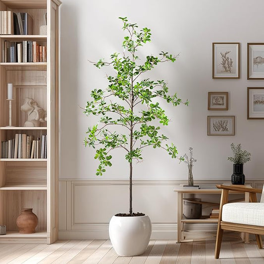 7FT Artificial Black Olive Tree Artificial Olive Plants, Tall Faux Olive Tree Faux Silk Plant Fake Plant Ultra-Realistic Silk Leaves & Natural Trunk Indoor Outdoor Use