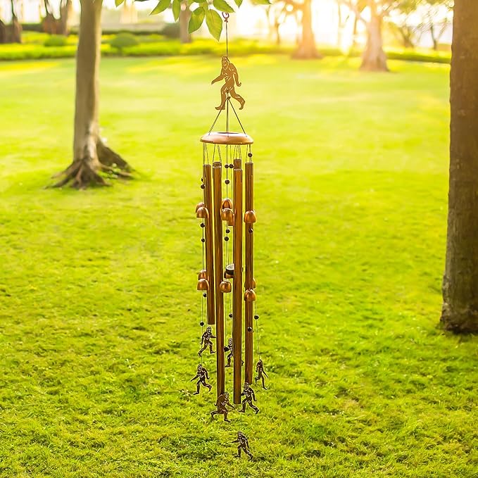 Extra Large Bigfoot Wind Chimes Outdoor Big Foot Sasquatch Gifts for Men Women Mom Dad Birthday Gardening Gifts Metal WindChimes for Outside/Indoors, Lawn, Patio, Yard Decor, Garden Decorations