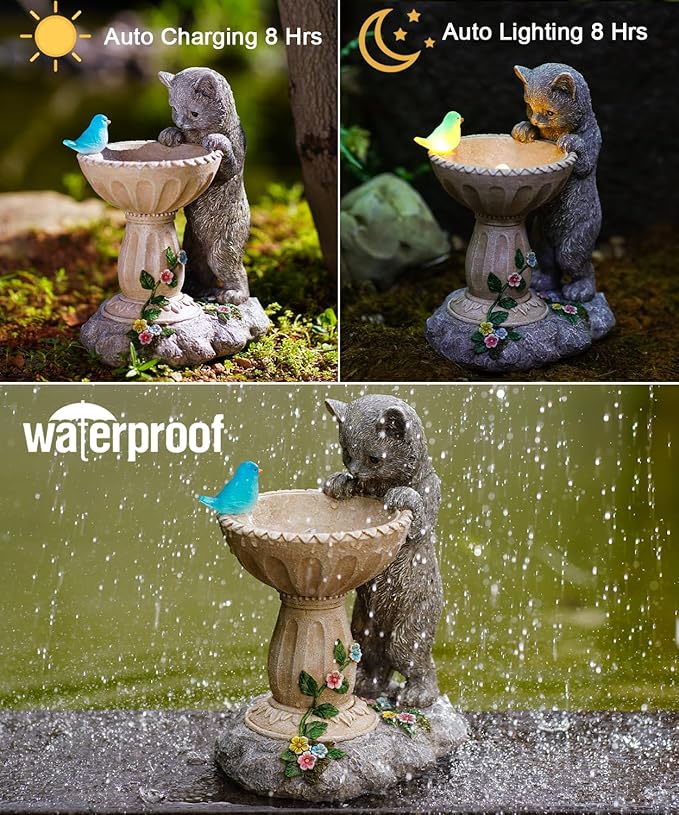 Nacome Solar Cat Garden Decor: Outdoor Statues Ornaments for Outside Decorations Yard Art Lawn Porch Patio Balcony - Birthday Choice for Mom Grandma Women Lover