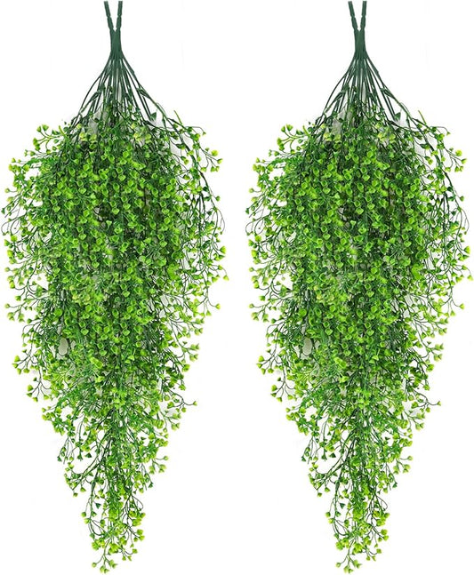 RECUTMS 4 Pcs Fake Hanging Plants Artificial Plants & Flowers Plants for Bedroom Decor Hanging Plants Artificial Decor Fake Vines Outdoor Decor （Green）
