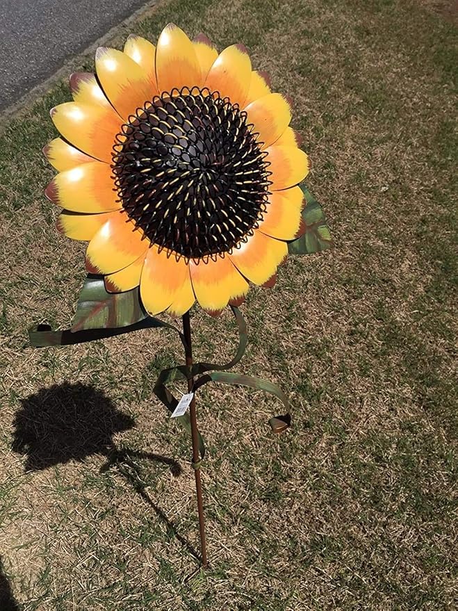 T&Garice Vintage Metal Sunflower Stake Sunflower Art Decor for Outdoor Patio Yard Lawn Garden Decoration 48Inches
