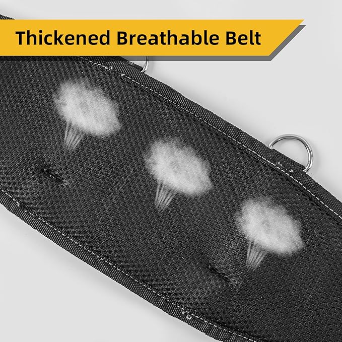 DELI 22 Pocket Black and Yellow Heavy Duty Tool Belt for Man, Construction Tool Belt, Work Apron, Tool Pouch, with Poly Web Belt Quick Release Buckle Adjustable Max Up to 50"