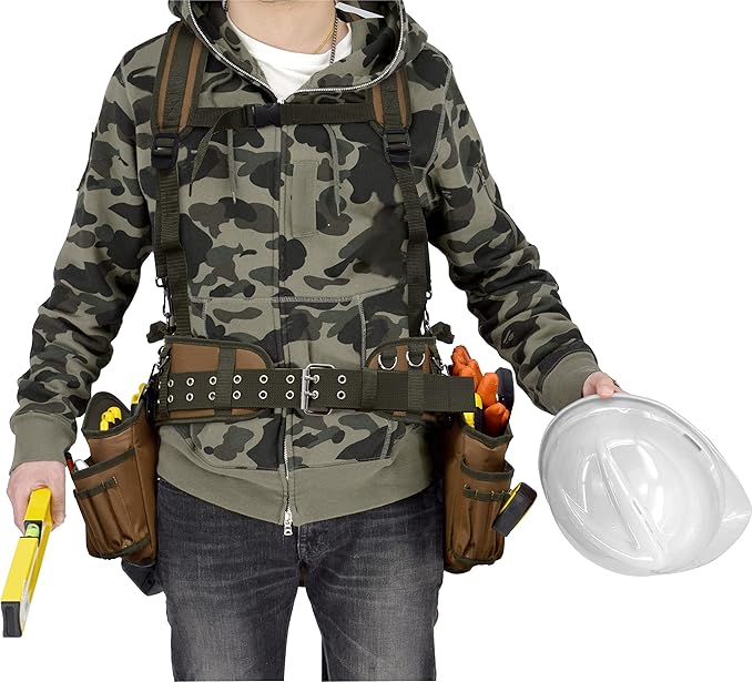 JACKSON PALMER Professional Tool Belt - Tan & Green (Comfort Rig Tan & Green)