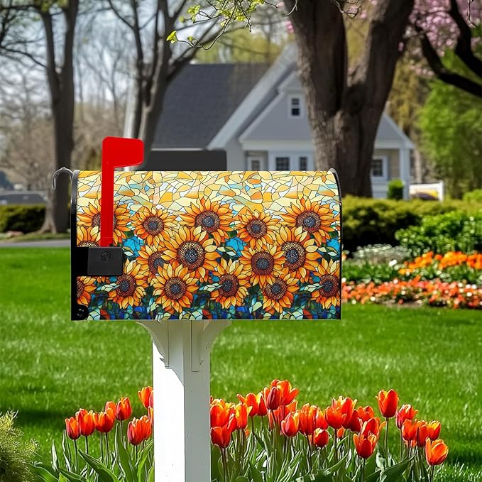 Sunflower Mailbox Covers Magnetic Standard Size Summer Mailbox Cover Fall Vintage Floral Mail Box Covers 21x18 inch Autumn Beautiful Flower Post Letter Box Wraps for Outdoor Garden Decor