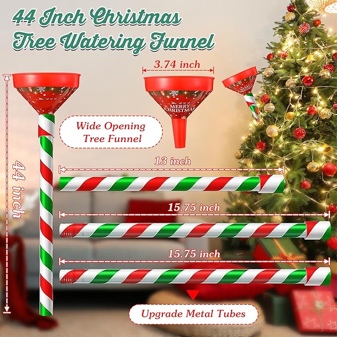 Dreyoo 1 Pack Christmas Tree Watering Funnel, 44 Inch Christmas Tree Watering System Device Xmas Metal Tube Spout for Indoor Christmas Tree and Outdoor Trees