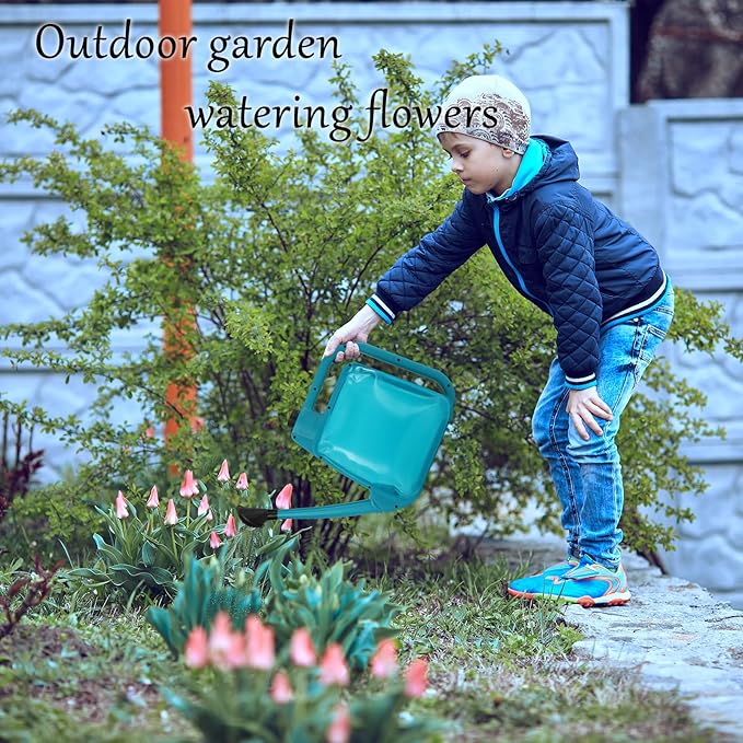 Watering Can 1.6Gal Transparent Plastic with Comfort Grip Handle for Indoor & Outdoor Plants（Blue Green）