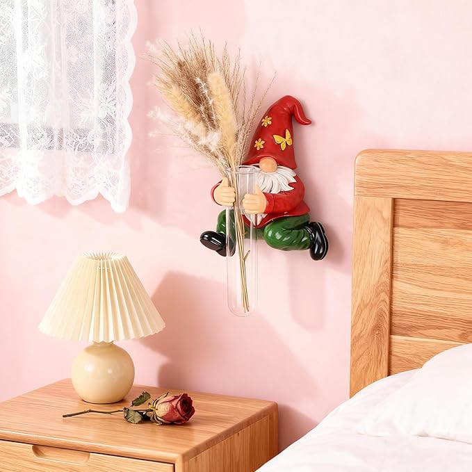 Wall Gnome Statue-Unique Wall Growers Sculpture,Cute Gnome Vase,Outdoor Tree Decorations,Patio Yard Lawn Porch Decor,Garden Ornament Gift