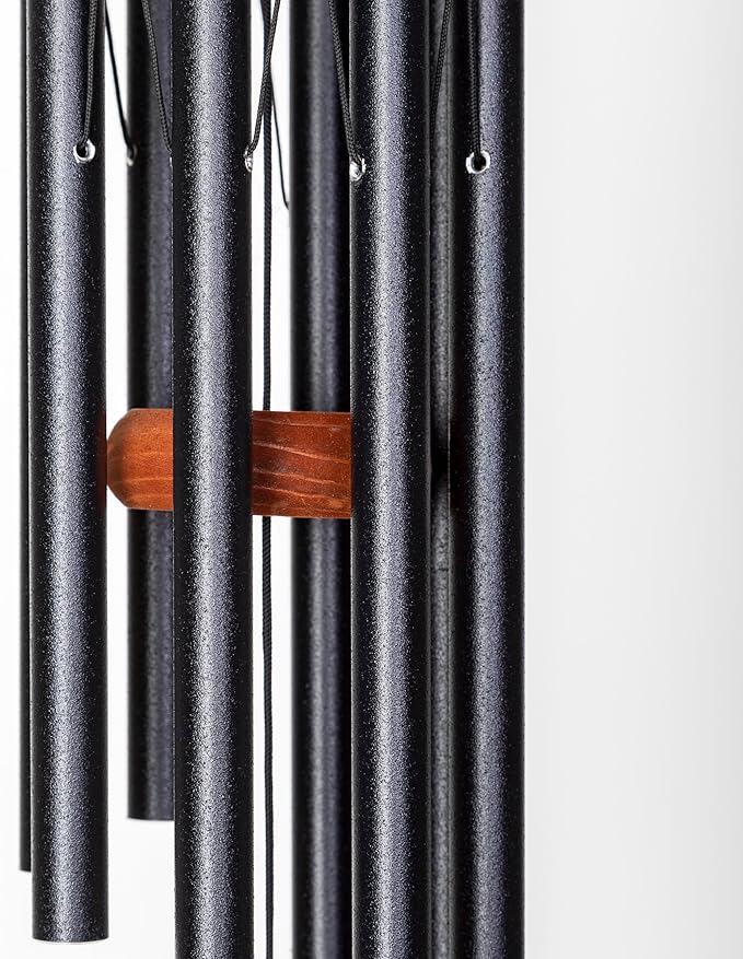 Festival 24-inch Redwood Wind Chime 8 Tubes in Black by Wind River for Patio, Backyard, Garden, and Outdoor décor. Made in The USA