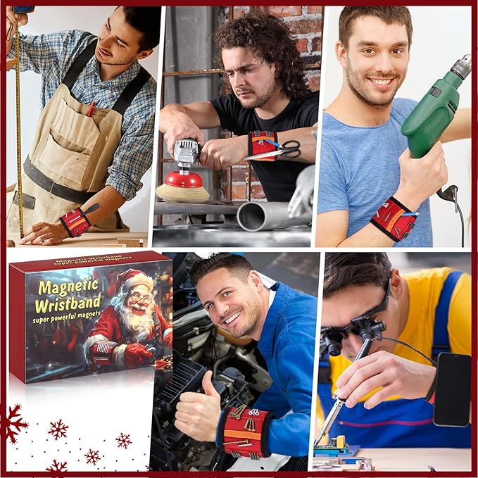 Christmas Stocking Stuffers for Men Adults Christmas Gifts Box for Men Magnetic Wristband for Holding Screws White Elephant Exchange Ideas for Tool Dad Him Husband Who Have Everything Wants