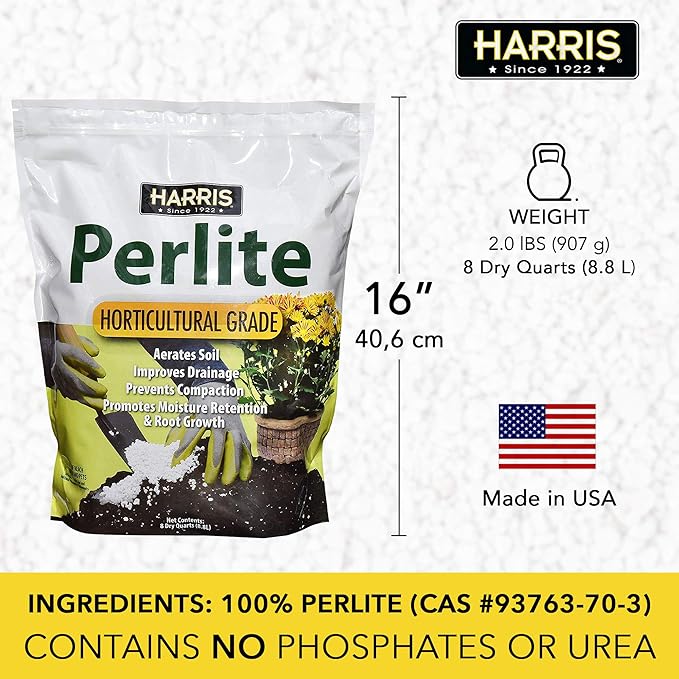 Harris Premium Horticultural Grade Perlite for Plants and Gardening, 8qt