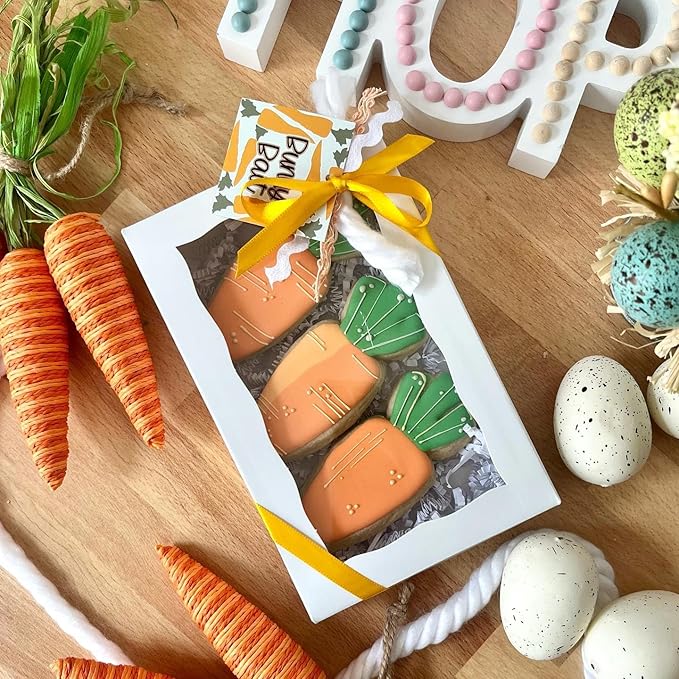 20pcs Cookie Boxes 7" x 4 3/8" x 1 1/2" Inch, Bakery Boxes with window Treat Box Chocolate Covered Strawberries Box for Christmas Valentine's Mother's Day - White