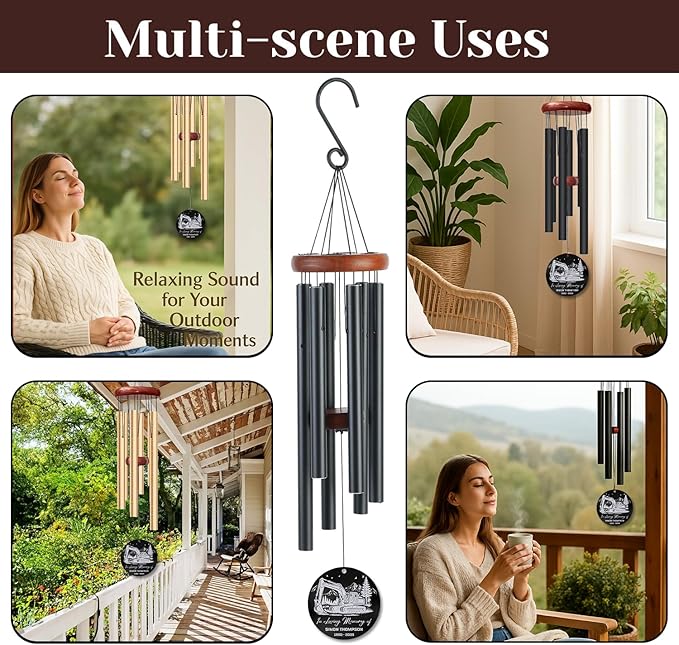 Personalized Excavator Memorial Wind Chime – “in Loving Memory” Custom Engraved Name & Years – Construction Worker Sympathy Gift – Windchime for Loss of Loved One – Equipment Operator Tribute Décor