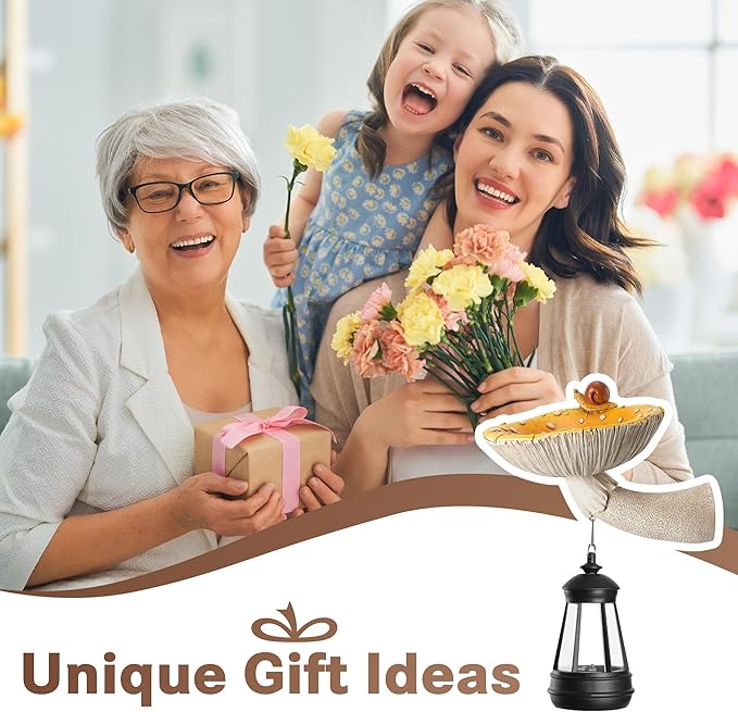 Mushroom with Snail and Lantern Cute Solar Statue Light Garden Decoration Resin Decoration Painted Design Craft Ornament for Indoor Outdoor Gift(Yellow)