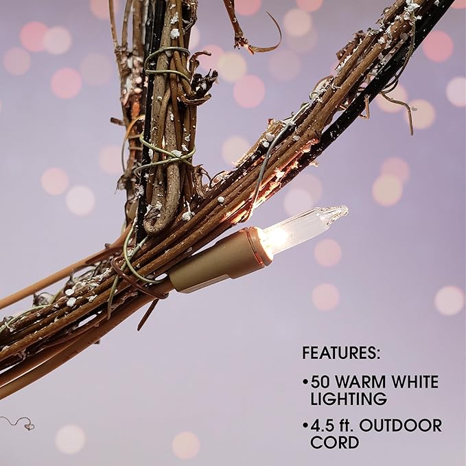 Alpine Corporation 35" Tall Outdoor Lighted Rattan Reindeer Christmas Yard Decoration with 60 Warm White LED Lights for Lawn Display, Brown