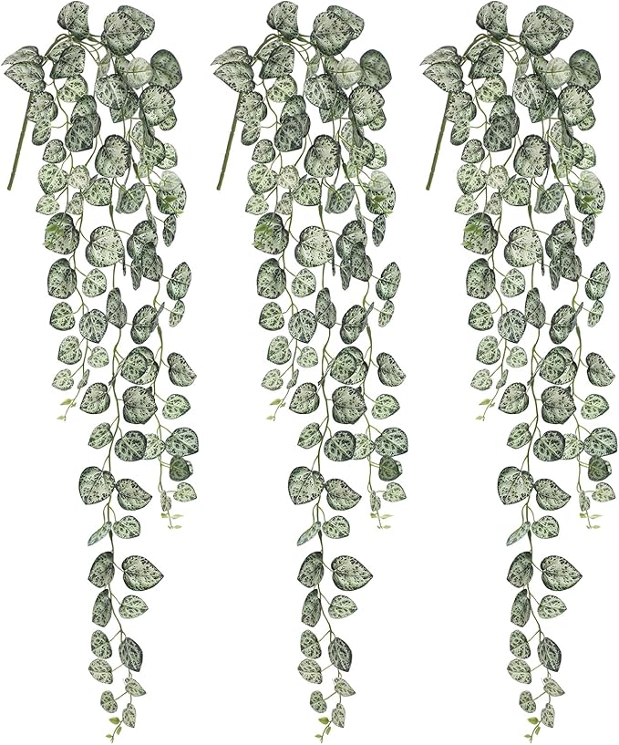 Briful 3 Pack Fake Hanging Plant 39.3" Faux Hanging String of Hearts Plant Faux Trailing Vine with Heart-Shaped Leaves Lush Cascading Artificial Greenery for Home Wall Indoor Outdoor Porch Decor