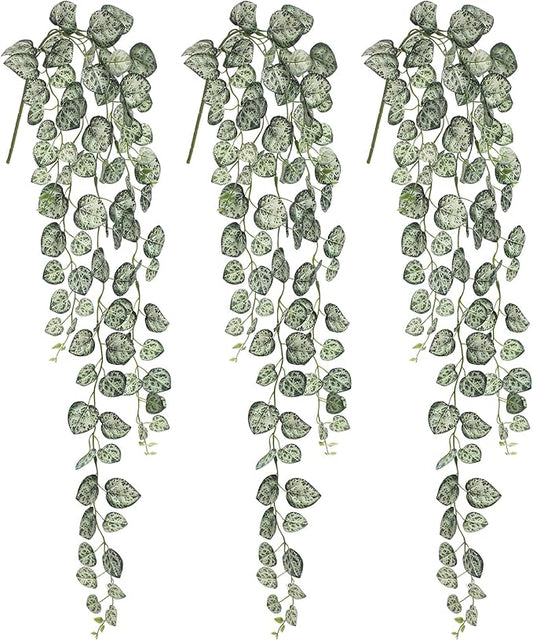 Briful 3 Pack Fake Hanging Plant 39.3" Faux Hanging String of Hearts Plant Faux Trailing Vine with Heart-Shaped Leaves Lush Cascading Artificial Greenery for Home Wall Indoor Outdoor Porch Decor