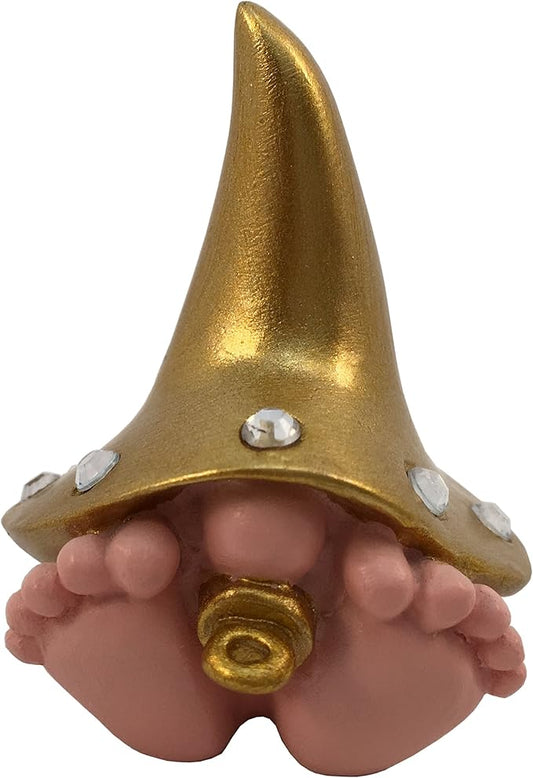 GlitZGlam Baby Diva The Giant Golden Baby Gnome for The Enchanted Gnome and Fairy Garden (6 Inches Tall) Gold