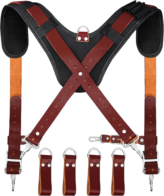 FUERI Tool Belt Suspenders for Men Heavy Duty Bags Construction Carpenter Tools Electricians Framers