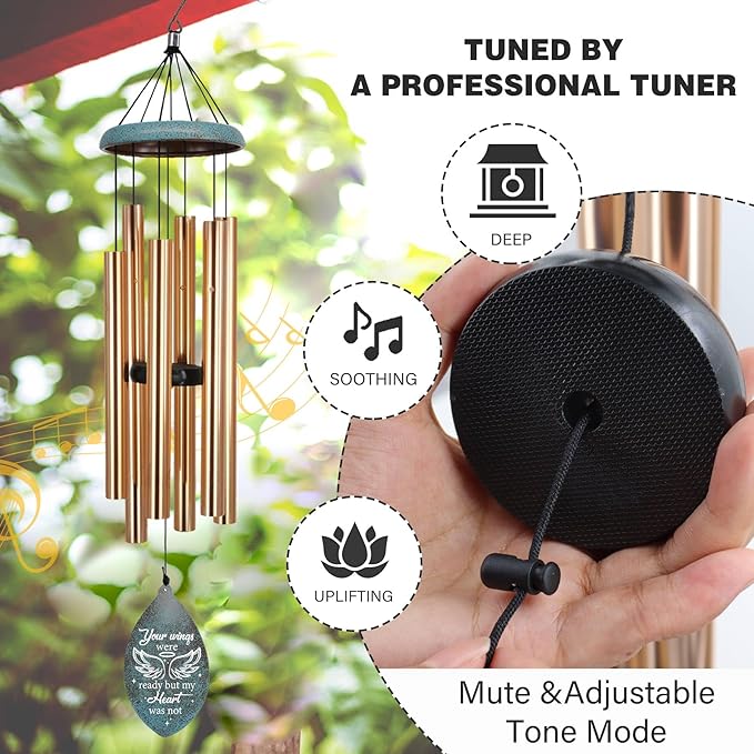 ASTARIN Personalized Memorial Wind Chimes, Angel Wings Sympathy Gifts Wind Chime for Loss of Loved Mom/Dad, Commemorative Windchime for Condolences/Funeral
