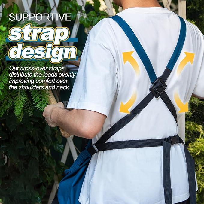 Berry&Bird Harvest Apron, Canvas Gardening Apron with Pockets and Harvesting Pouch Waterproof Harvesting Apron