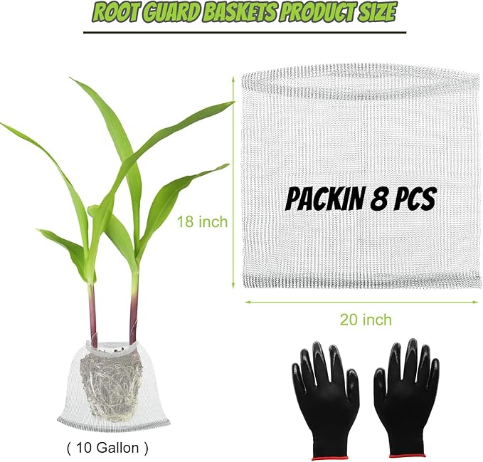 8 Pcs 10 Gallon Root Guard Gopher Proof Stainless Wire Steel Baskets, 10 Gallon Gophers Moles Voles Mesh Baskets Protect Plant Roots Tubers Trees Flowers Crops