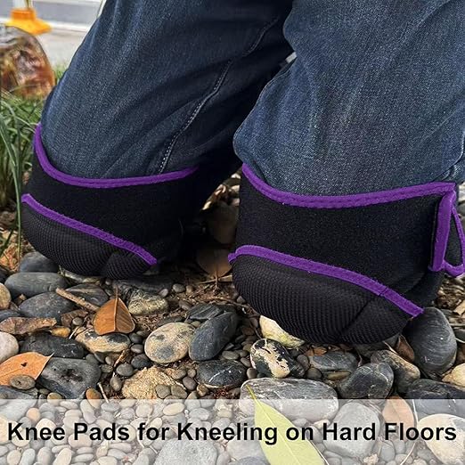 Women Knee Pads for Flooring Work, Garden Knee Pads for Construction Mechanics Men, Adjustable Lightweight Cleaning Knee Pad with Straps for Caving Crawling Kneeling Painting Adult,Purple Plus Size (1 Pair)