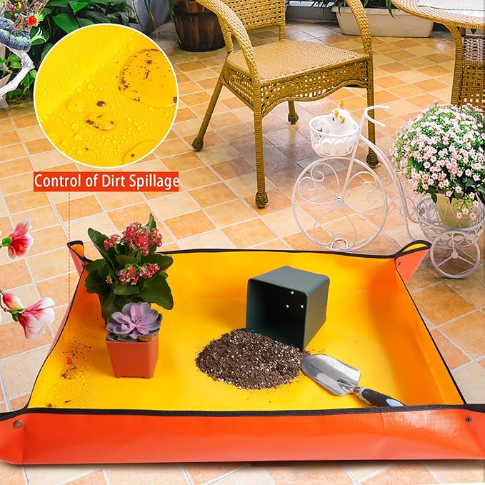 Large Potting Mat for House Plant Transplanting and Soil Mix Control Waterproof Plant RepottingTray Gardening Tools Plant Gifts for Plant Lovers (39.5"X31.5")