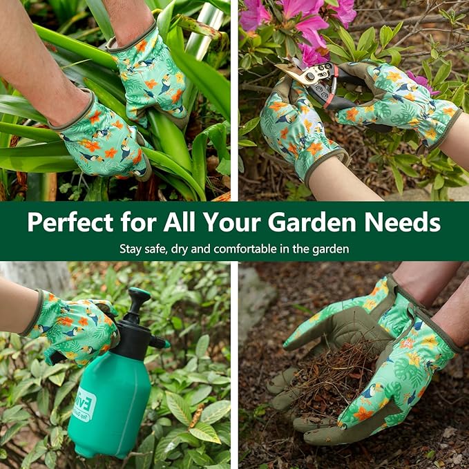 Garden Gloves for Women, Leather Garden Glove for Women Thorn Proof No Stab for Gardening, Weeding, Working, Digging, Planting, Pruning