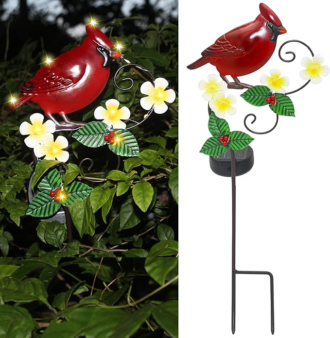 Grave Decorations for Cemetery 34 inch Cardinal Decor Cardinal Solar Light Cemetery Decorations for Grave Cardinals Gifts Decorative Garden Stakes