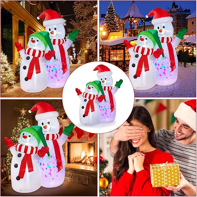 CAMULAND Christmas Decorations, 6FT Blow Up Yard Decorations Outdoor Inflatables Ornaments Snowman with Built-in LED Lights, Large Christmas Decor for Garden Party Indoor