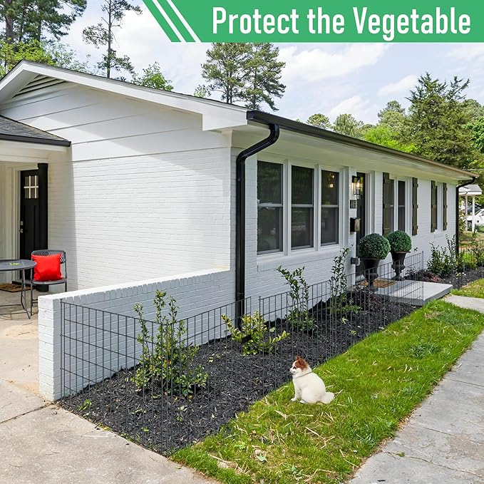 10 Panels Garden Fence Dog Fence Outdoor for Yard,40in H x 23.6ft L Rustproof Metal Fencing with Ground Stakes|No Dig Temporary Animal Proof Containment for Pets/Rabbits|Durable Patio Security Panels