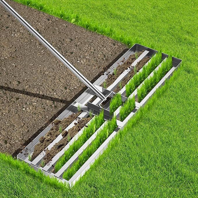 Lawn Leveling Rake, Lawn Leveler Tool with 6.5ft Handle Rakes, 304Stainless Steel Yard Leveling Rake, Heavy Duty Soil Leveling Rakes for Backyard, Garden, Farm, Pasture (35x10inch-6.5FT)