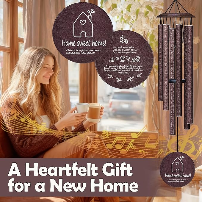 House Warming Gifts New Home,New Home Gift Ideas， Home Sweet Home，House Warming Gift，BestGifts for Housewarming，House Warming Gifts for Women or Men，26 Inch Wind Chimes-Bronze