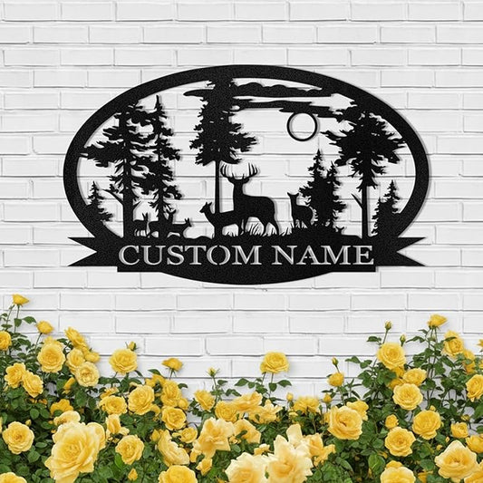Custom Signs Outdoor Metal, Personalized Deer Metal Cabin Sign, Camping Decor, Decorative Wall Art, Outdoor Hunting Deer, Last Name Signs for Home, Porch Wall Decor, Customized Housewarming Gifts