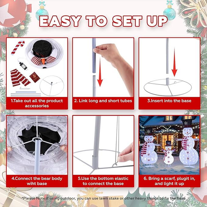 3.5FT Snowman Outdoor Christmas Decorations,Collapsible Outdoo Snowman Decor, Perfect for Christmas,Light Up Xmas Holiday Indoor/Outdoor Lawn Yard Garden Party Decoration-42inch (White, 3.5ft)