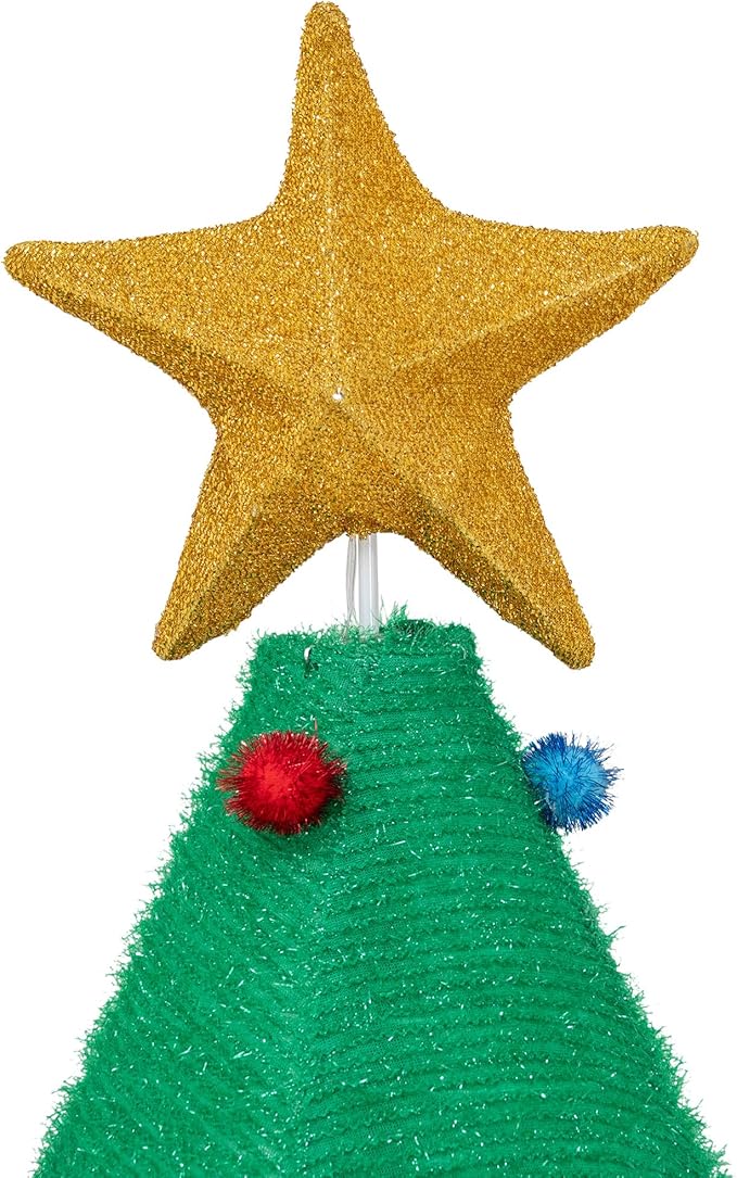 SUNJOY 6.4 FT Jumbo Christmas Lighted Tree, 3D Tinsel Santa Holiday Tree Outdoor Garden Yard Lawn Festive Holiday Decoration with Lights for Indoor & Outdoor