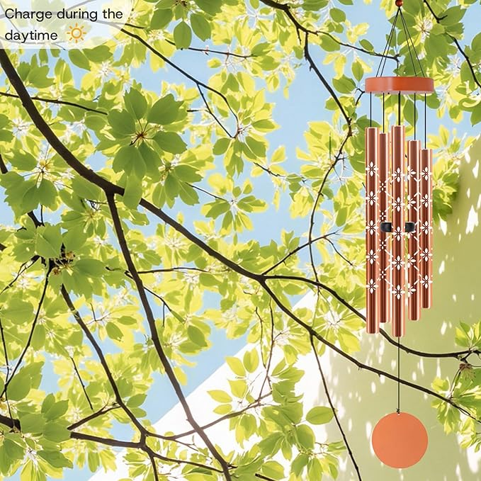 46in Solar Wind Chimes for Outside Clearance,Birthday Gifts for Women Grandma Wife Sister, Solar Lights Outdoor Wind Chimes for Garden Yard Patio Porch Decor,Rose Golden