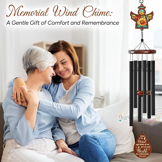 FLAGWIX Sympathy Gifts for Loss of Loved One - Christmas Memorial Wind Chimes for Outside 32 in - Large Outdoor Wind Chimes, Bereavement Gift Ideas, Condolence Memorial Gifts for Loss of Mom Dad