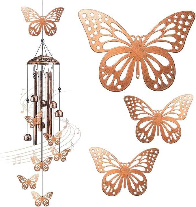 Butterfly Wind Chimes for Outside,41" Metal Windchimes, Housewarming/Halloween/Festival/Memorial Gifts for Women/Men, Butterfly Decorations for Outside, Patio, Garden or Yard