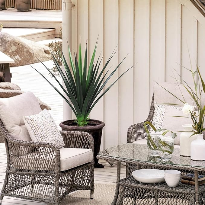 Veryhome 3FT Agave Plant Artificial Succulents 35 Inch Large Fake Outdoor Plants UV Resistant Faux Greenery for Indoor Home Office Floor Front Porch Decor(Set of 2)