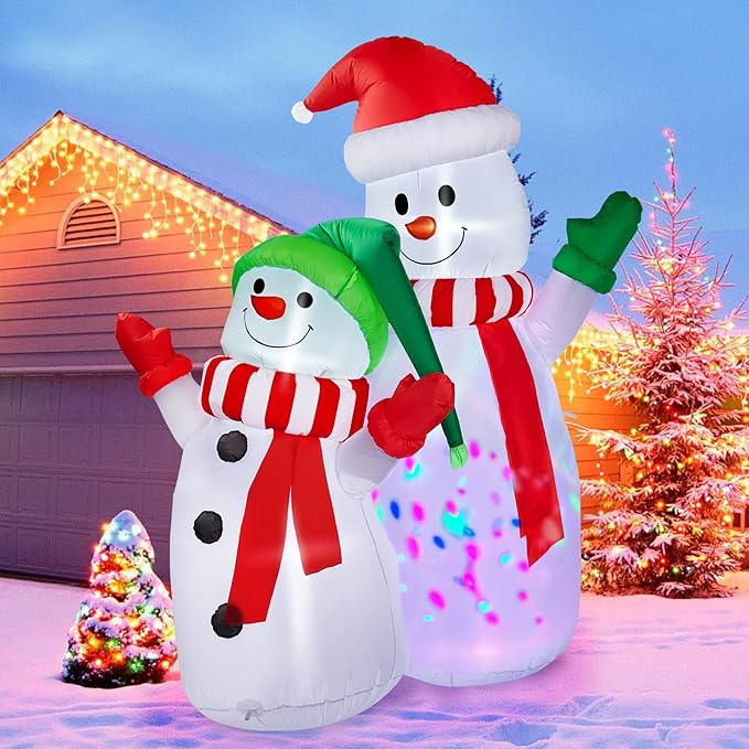 CAMULAND Christmas Decorations, 6FT Blow Up Yard Decorations Outdoor Inflatables Ornaments Snowman with Built-in LED Lights, Large Christmas Decor for Garden Party Indoor