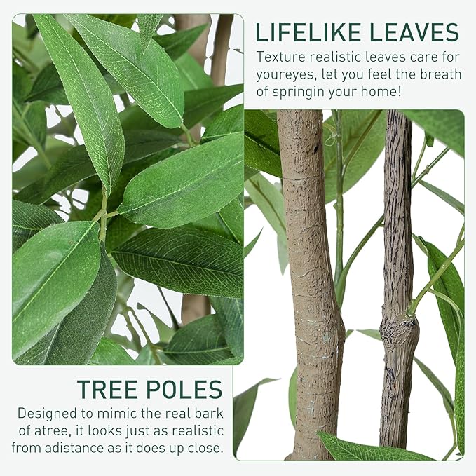 Artificial Eucalyptus Tree, 4ft Tall Fake Silk Plants with Pot, Lifelike Leave and Braches, Realistic Artificial Plants for Home Office Living Room Decor Indoor