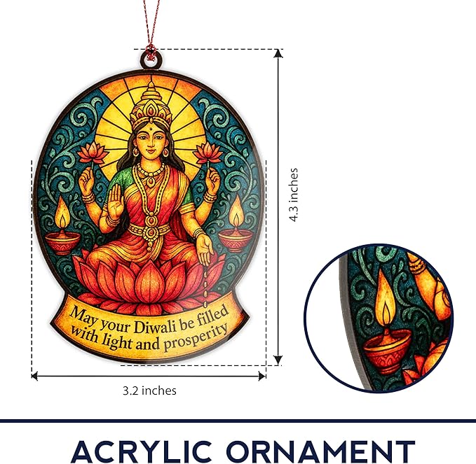 Diwali Gifts - Decoration Items Indian - Diwali Gifts Indian for Family - Suncatcher Effect Window Hanging - car Hanging Diwa1 with Xmas envelopes
